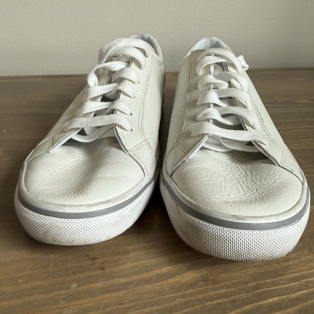 Eddie Bauer Womens 9 White Leather Low Top Lace Up Chatham Comfort Sneakers - Picture 4 of 9
